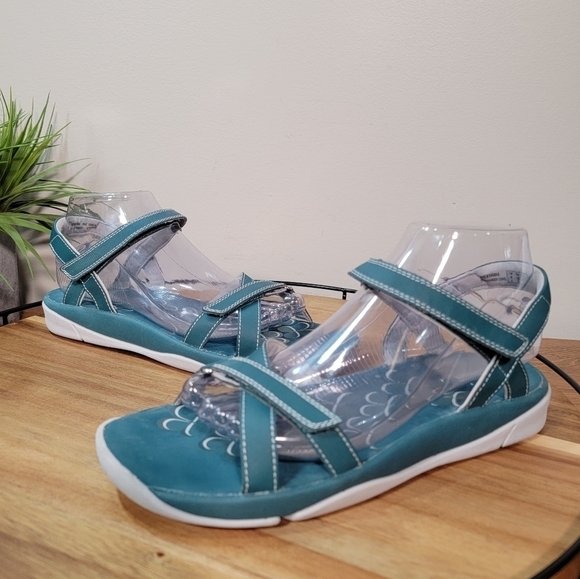NWOT Clarks Women's Tresca Trace Ankle Strap Outdoor Sandal Teal 8.5 - Picture 5 of 16